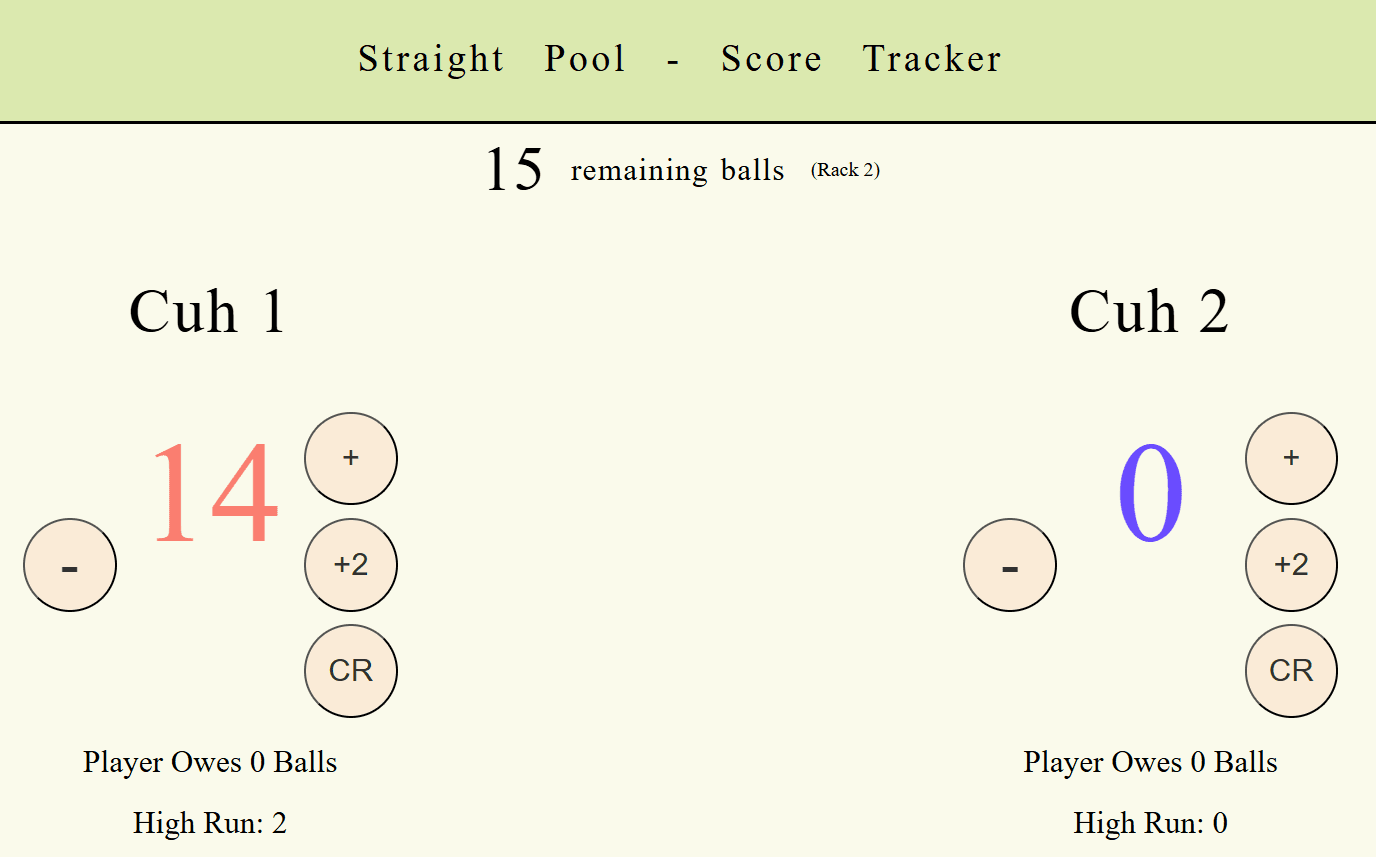 Straight Pool Score Tracker
