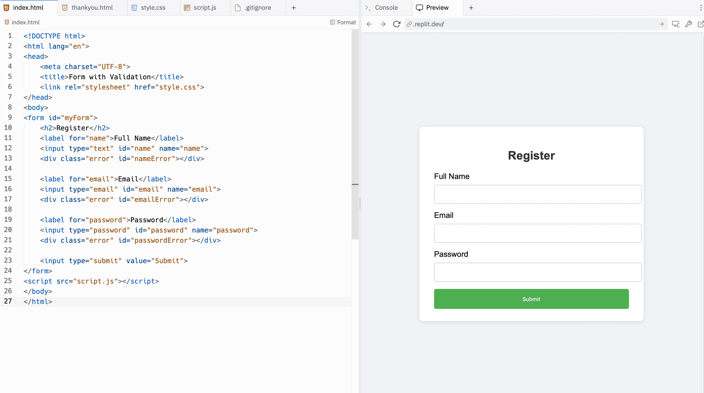 Interactive Form Validation